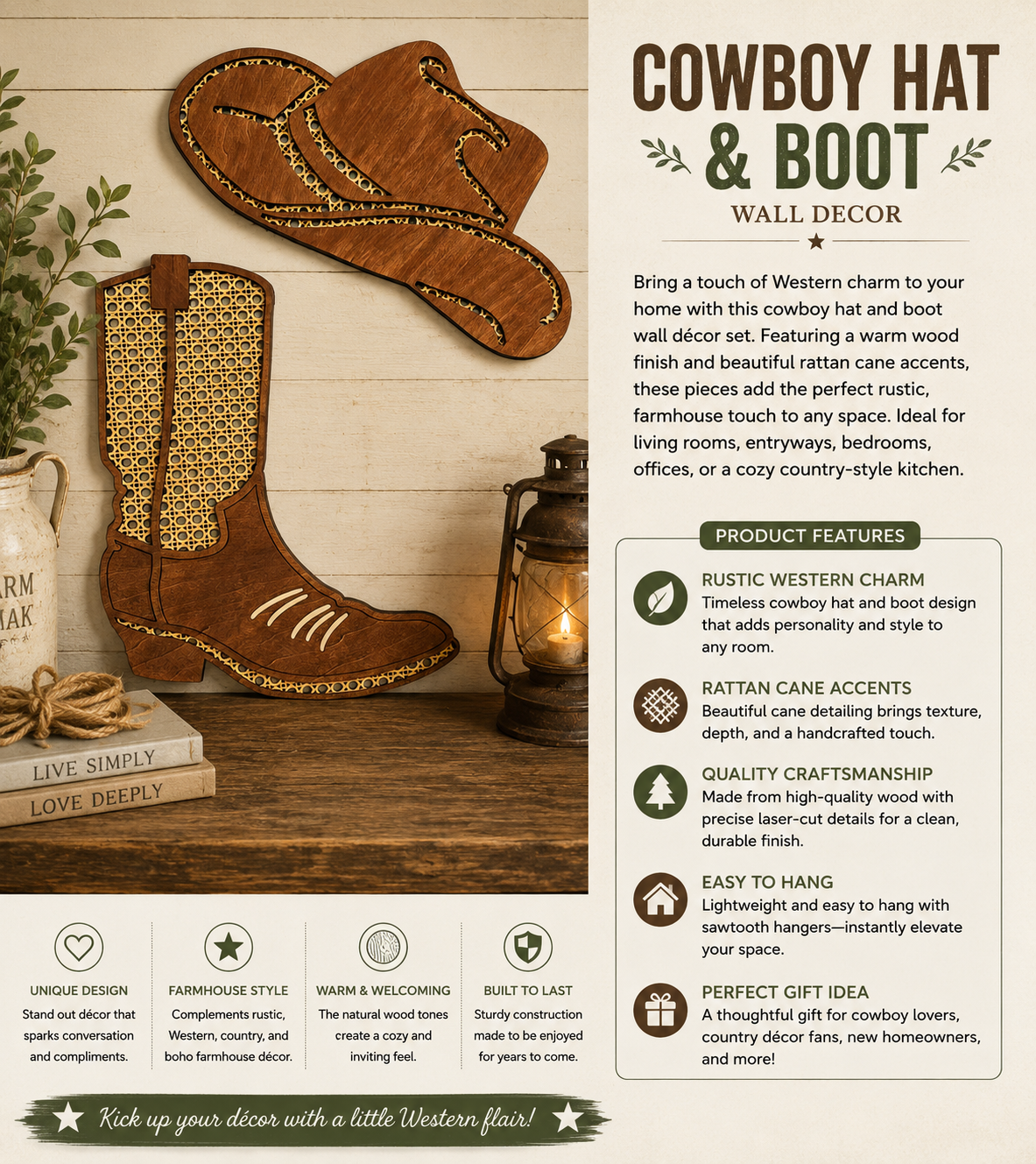 Cowboy Hat & Boot Wall Decor