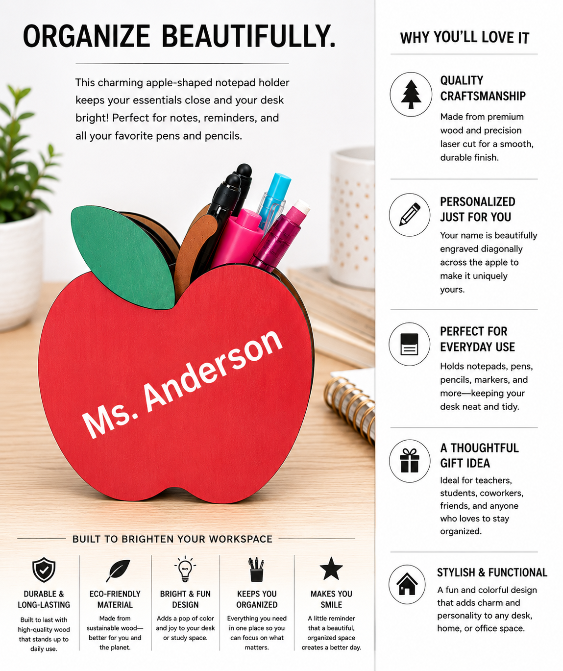 Personalized Apple Pencil Holder