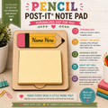 Square Post It Pad With Pencil Design